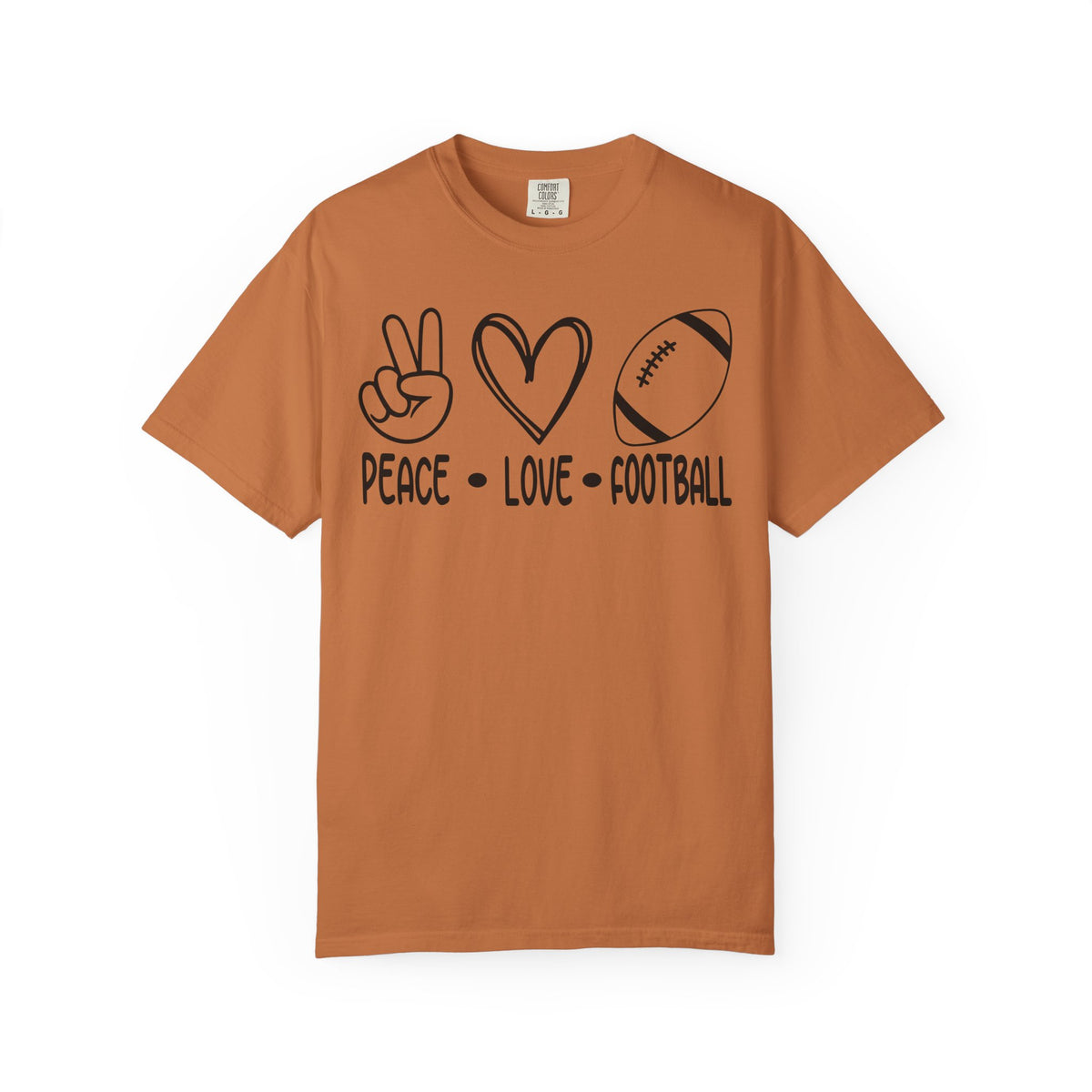 Peace Love Football Unisex Garment-Dyed T-shirt