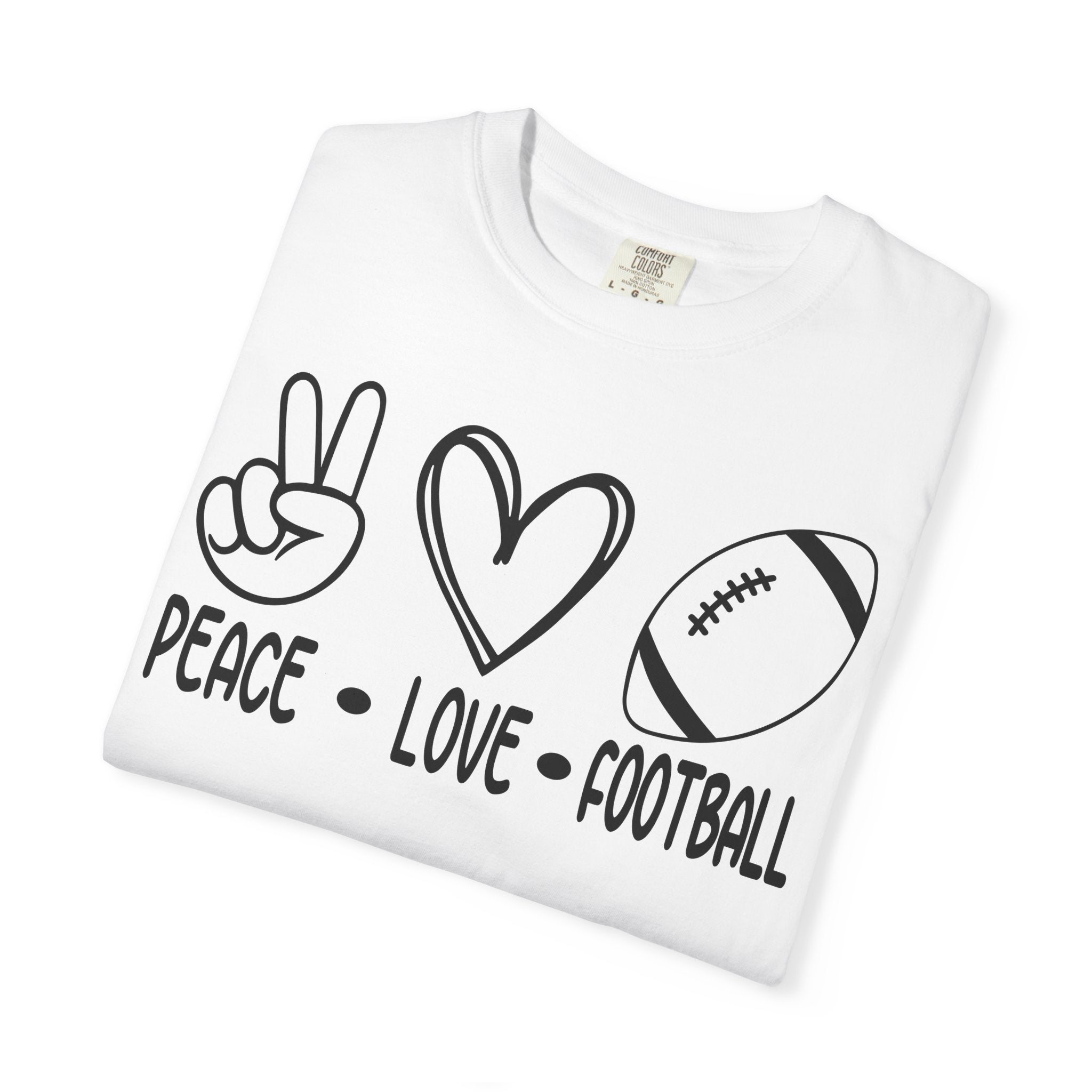 Peace Love Football Unisex Garment-Dyed T-shirt